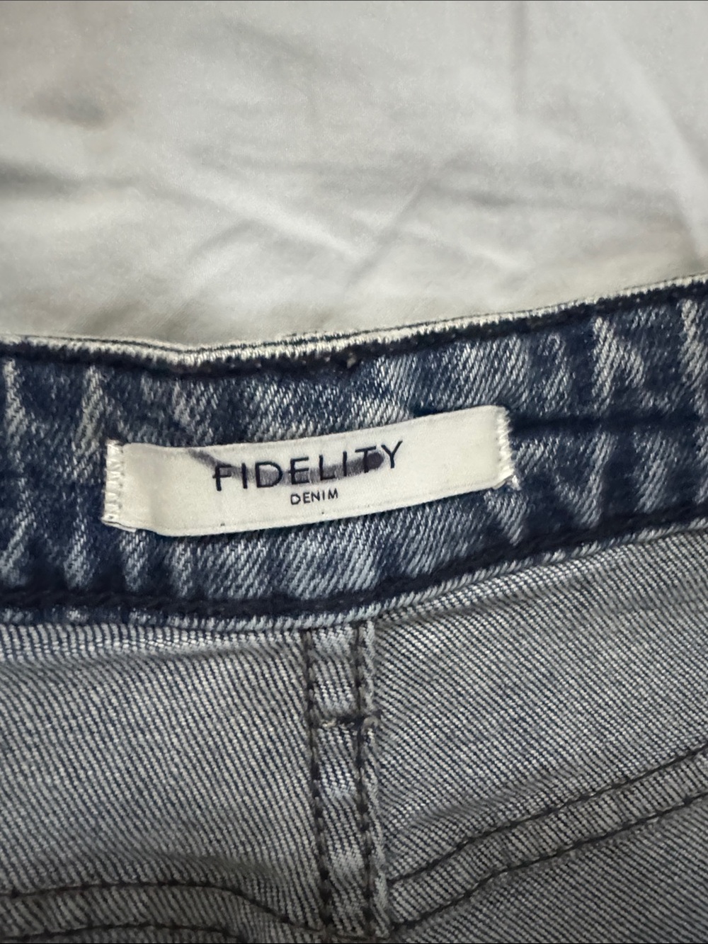 Fidelity Denim Light Blue Distressed High-Rise Jean Shorts - Picture 2 of 8